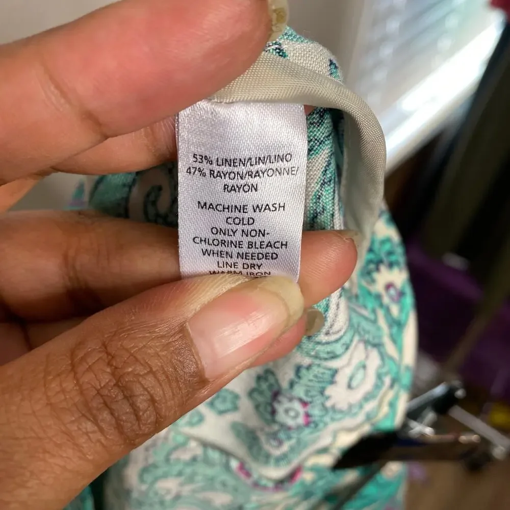 Loft Floral Paisley Print Linen‎ Blend Skirt Size 4 - Picture 8 of 8